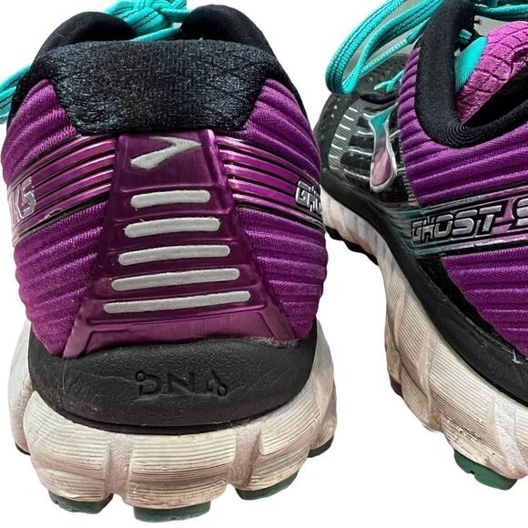 Brooks Women's Ghost 9 Running Shoes Sneakers Black Purple Teal US 8 - Picture 8 of 12